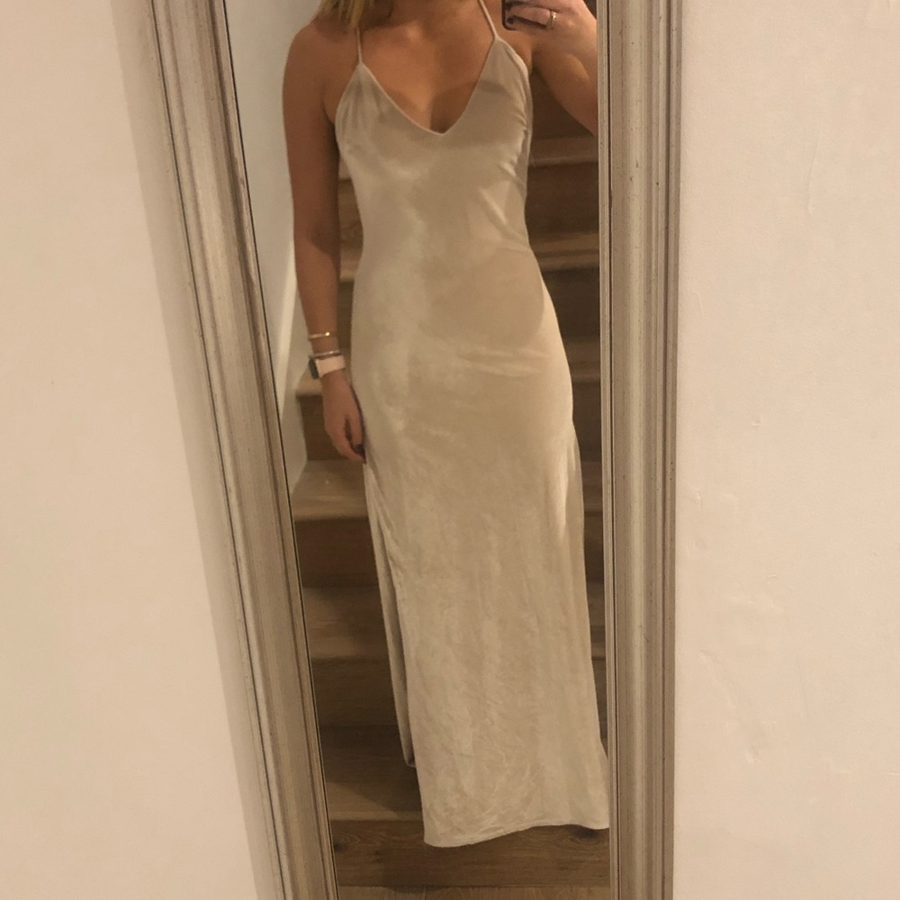 Champagne shimmer velvet ballgown